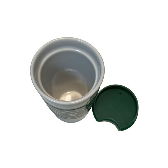 Starbucks Green Sleeve 2016 Holiday Ceramic Travel Mug Cup Tumbler 10 oz Rare - Picture 5 of 5